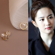 Liu is also the same pearl ear clip without earring female earrings small crowdsourced design senses advanced light and luxurious nail temperament earrings