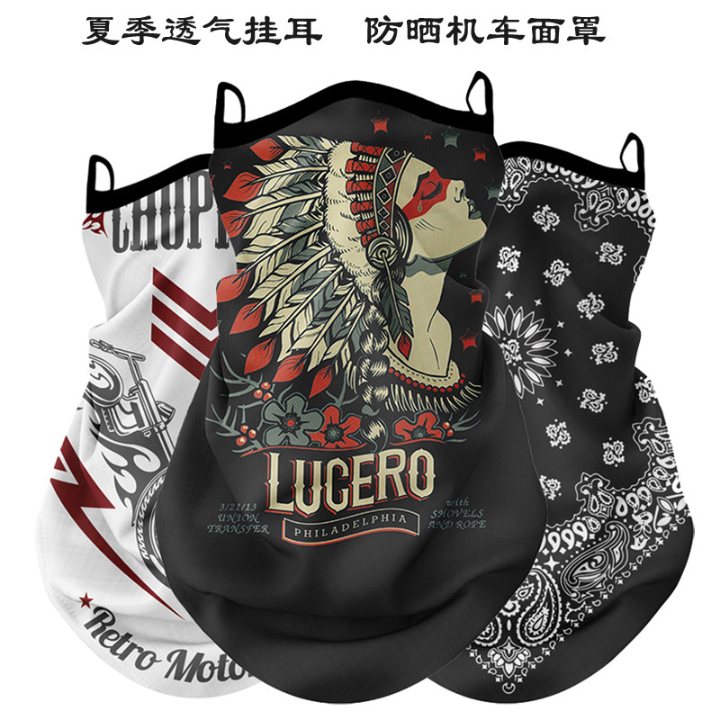 Locomotive locomotive riding sunscreen mask ear hanging mesh headscarf scarf summer ice sense anti-UV triangle scarf male