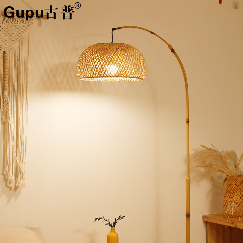 Falling Silent Wind Fishing Floor Lamp Days Style Retro Chinese Style Zen designer Art Living room Bedroom bedside reading light-Taobao