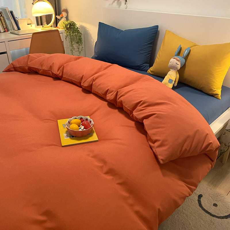 Nordic Feng Shui Cotton Bed Four Sets Brief Teenage Girl Hearts ins Quilt Cover Bed Single Student Dormitory Three Sets 4