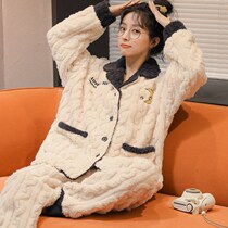 Coral Fleece Pyjamas Women Winter Thicken Plus Suede Adorable Students Can Outwear Flannel Home Conserved Autumn Winter Suits