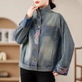 Джинсовая осенняя ретро куртка, с вышивкой, большой размер, подходит для подростков