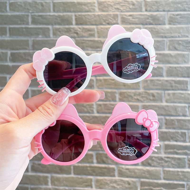 Children Polarized Sunglasses Cute Female Baby Cartoon Sunglasses Anti-UV Shading Girl Kitty Princess Glasses-Taobao