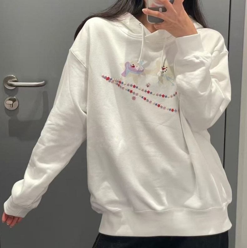Nike Women's Cartoon Print Hooded Sweatshirt Loose Casual Cute Style Pullover Io7919-667