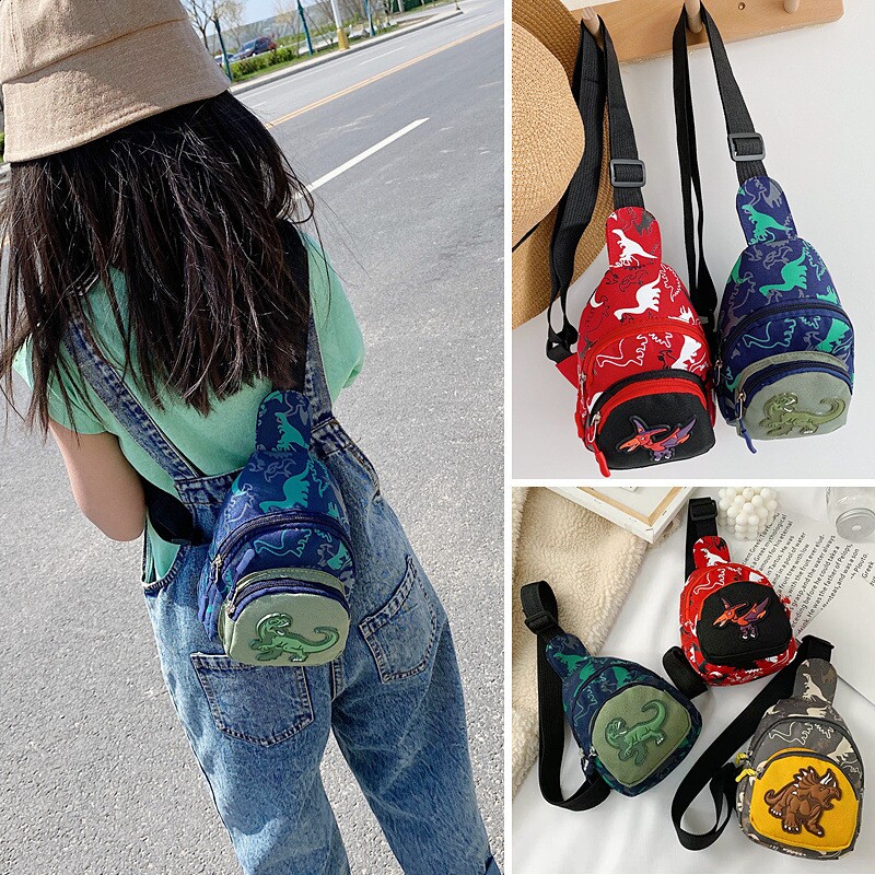 Children's small bag fashion new dinosaur children's chest bag children's Messenger small bag male and female baby cartoon shoulder bag