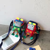 Childrens small bag inclined cross-pack male and female child single shoulder bag cute cartoon robot accessories small bag boy out of the bag