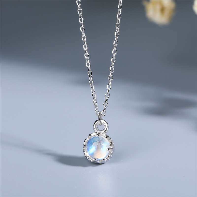 Sterling Silver Moonstone Necklace S925 Crystal Pendant - Taobao product photo 6