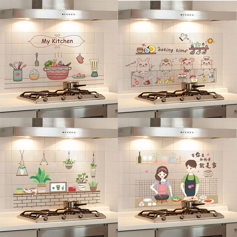 Kitchen anti-fume sticker transparent household whole cabinet stove tile sticker wallpaper waterproof moisture-proof self-adhesive high temperature resistant - Taobao