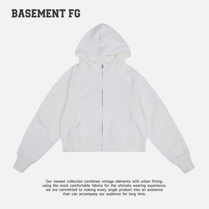 Basementfg American Style Hooded Zipper Sweatshirt Versatile Casual Top Off-White 261080035005 Basementfg American Style Hooded Zipper Sweatshirt Versatile Casual Top Off-White 261080035005