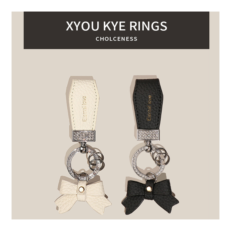 Diamond-Encrusted Bow Keychain 2024 New High-End Exquisite and Sophisticated Car Keychain Pendant for Girls and Couples