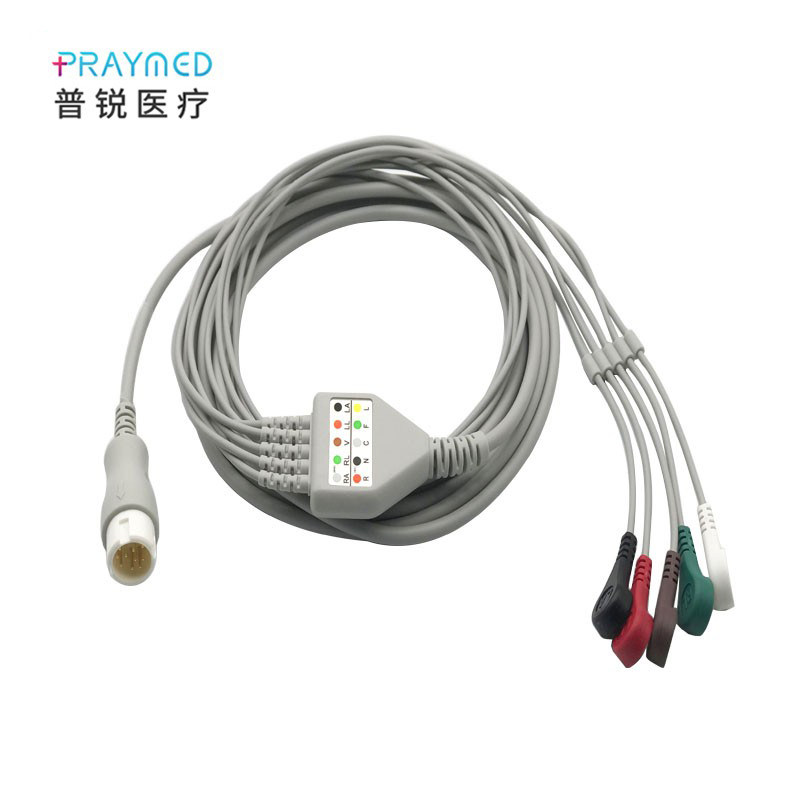 兼容 VM6 VM8 G30 MX40 等监护仪一体12针5导心电导联线