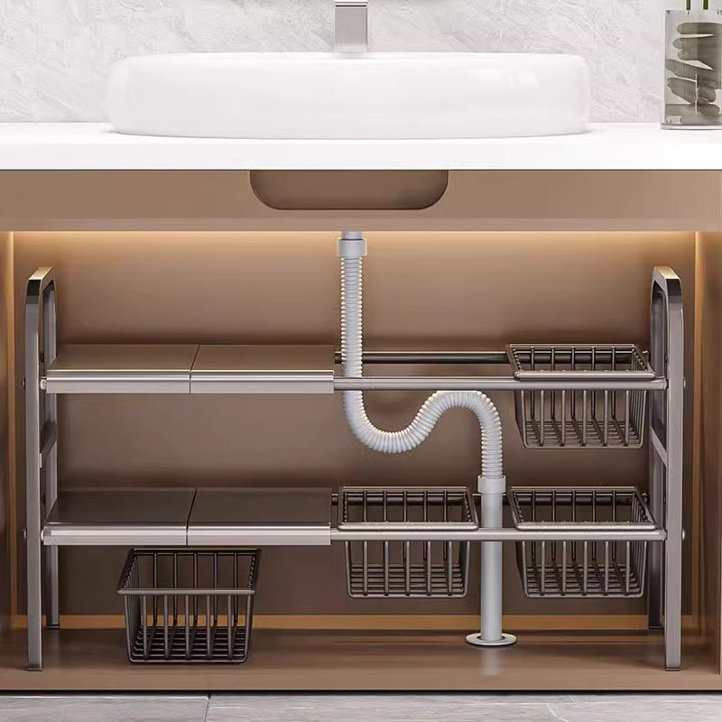 German Household Bathroom Cabinet Storage Rack under Sink Washbasin Bathroom Organizer Kitchen Multifunctional Storage Cabinet