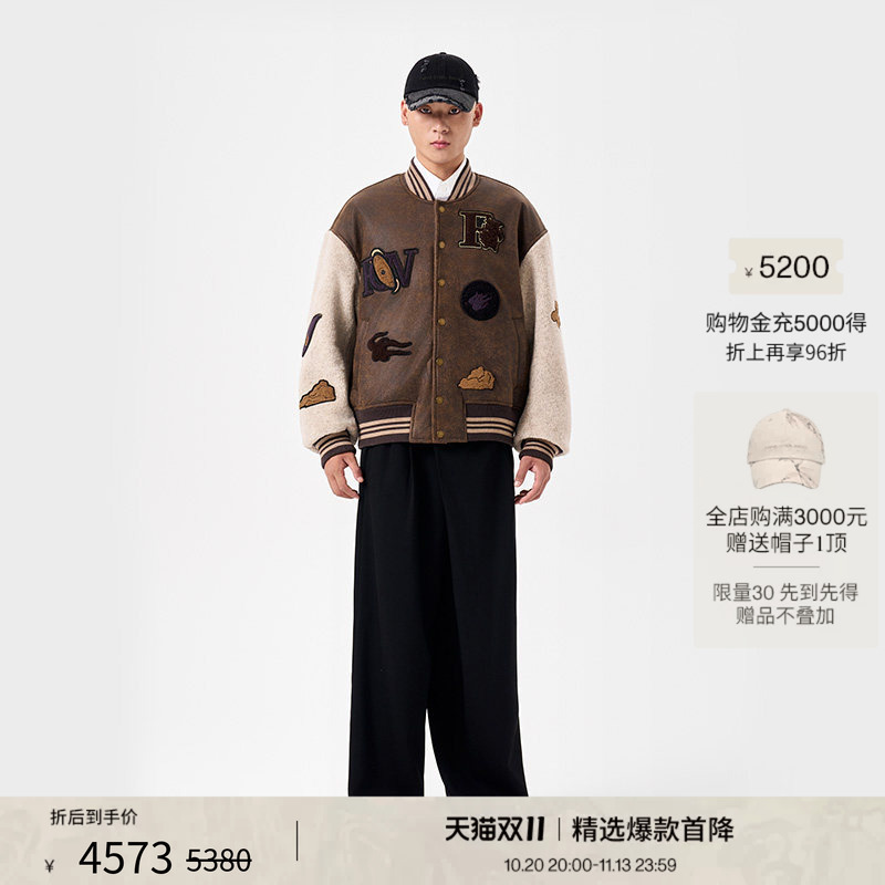 【Fengchenwang】Badge Pattern Jacket Baseball Uniform Unisex Coat