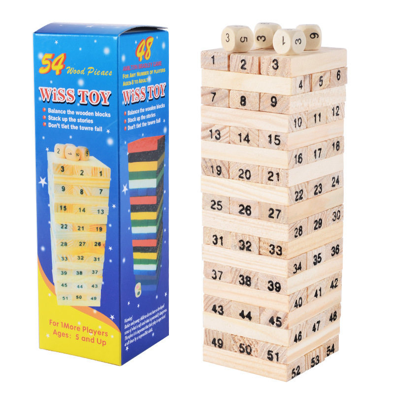 Children's puzzle stacking music balance stacking high pumping building blocks wood board game toys layer by layer stacking wooden strip stacking music
