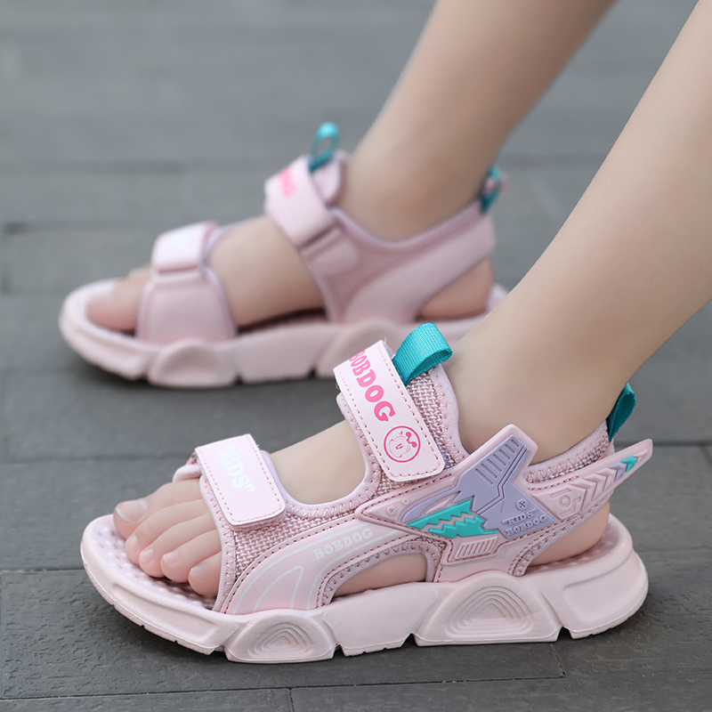 2287 Pink MoonBobdog children's shoes flagship girl Sandals 2021 new pattern summer soft sole non-slip Zhongda Tong girl children shoes