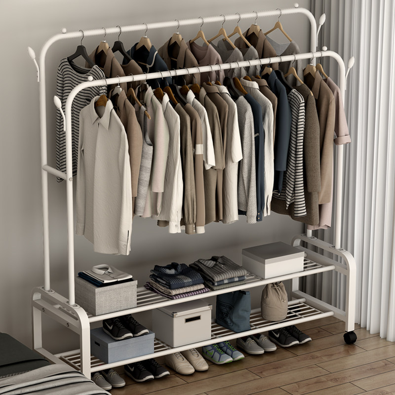 Clothes hanger indoor clothes folding foldable removable clothes hanger sub Easy cloister stand floor Home bedroom Double