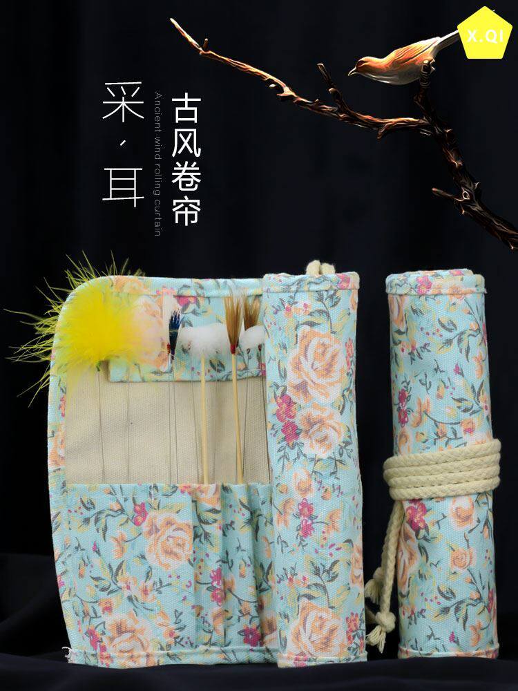 Ear picking tool bag storage bag thickened full set of technicians special ear digging feather goose feather digging ear spoon artifact set