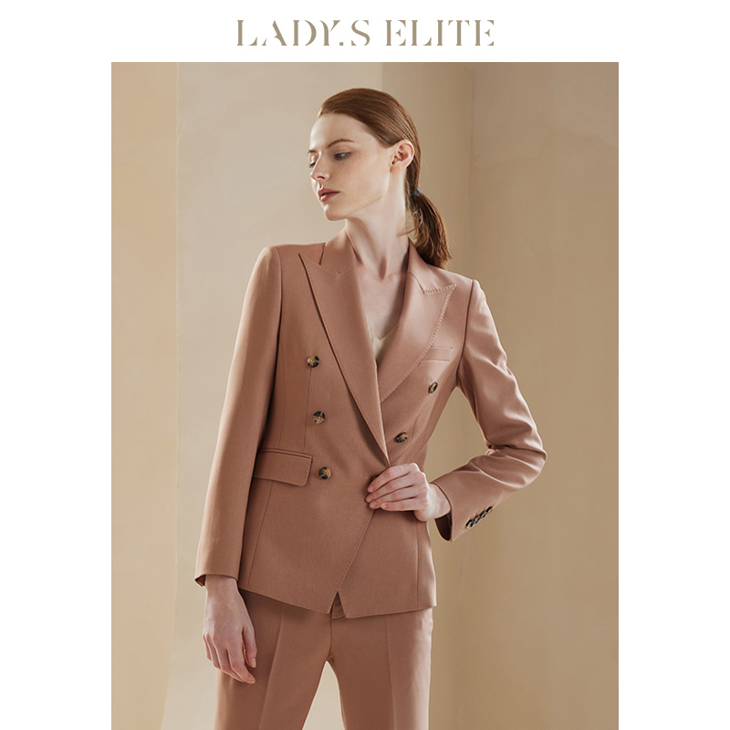 Ladyselite Hu Jing's Same Classic Four-Season Suit Set for Women, Soft Mist Pink Commuter High-End Professional Jacket
