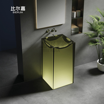 Birga floor-standing bathroom wash basin color transparent resin art basin pedestal basin custom design