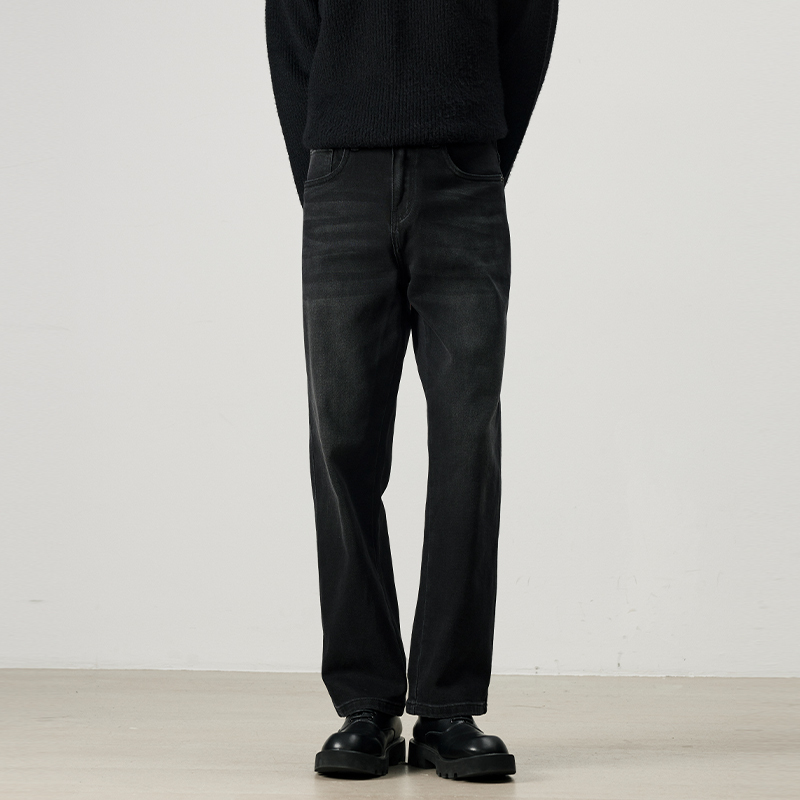 Uzon Washed Black Stretch Jeans for Men, Loose Fit, 2026 Spring and Autumn Black Pants, Straight Leg, Slimming, Slightly Stretchy Men's Pants Uzon Washed Black Stretch Jeans for Men, Loose Fit, 2026 Spring and Autumn Black Pants, Straight Leg, Slimming, Slightly Stretchy Men's Pants