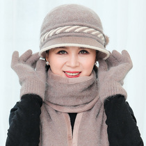 Winter old mans hat childrens wool hat grandma knitted mother rabbit hair middle-aged elderly basin hat old lady warm hat