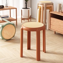 Chinese fashion round stool plastic thickened adult stool stackable dining table bench home chair spare stool high stool