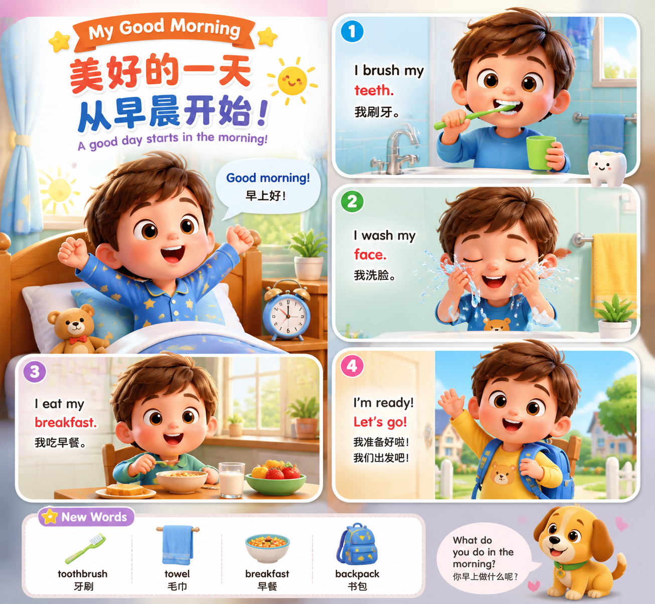 儿童的英语学习的3d卡通漫画绘本