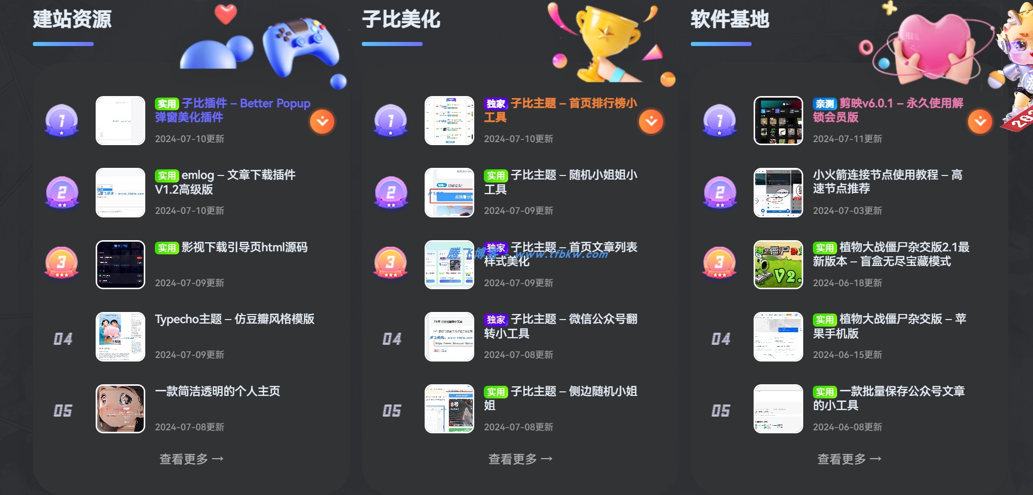 图片[2] - 子比主题 - 首页排行榜小工具（第二版）