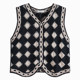 Ren Xiaoyi Litemode black rhombus retro knitted vest 2024 new style women's early spring outer vest top