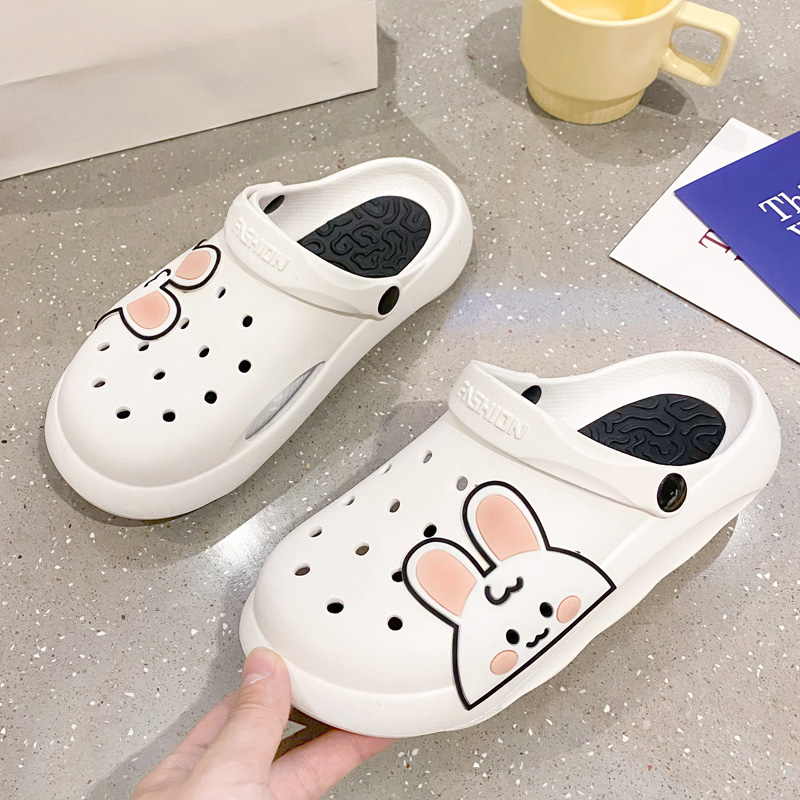 Dongle Shoes Women's Summer Non-slip Fashion Exterior Wearing Half Slippers Thick Bottom Cartoon Cute Couple Beach Sandals Sandals Shoes