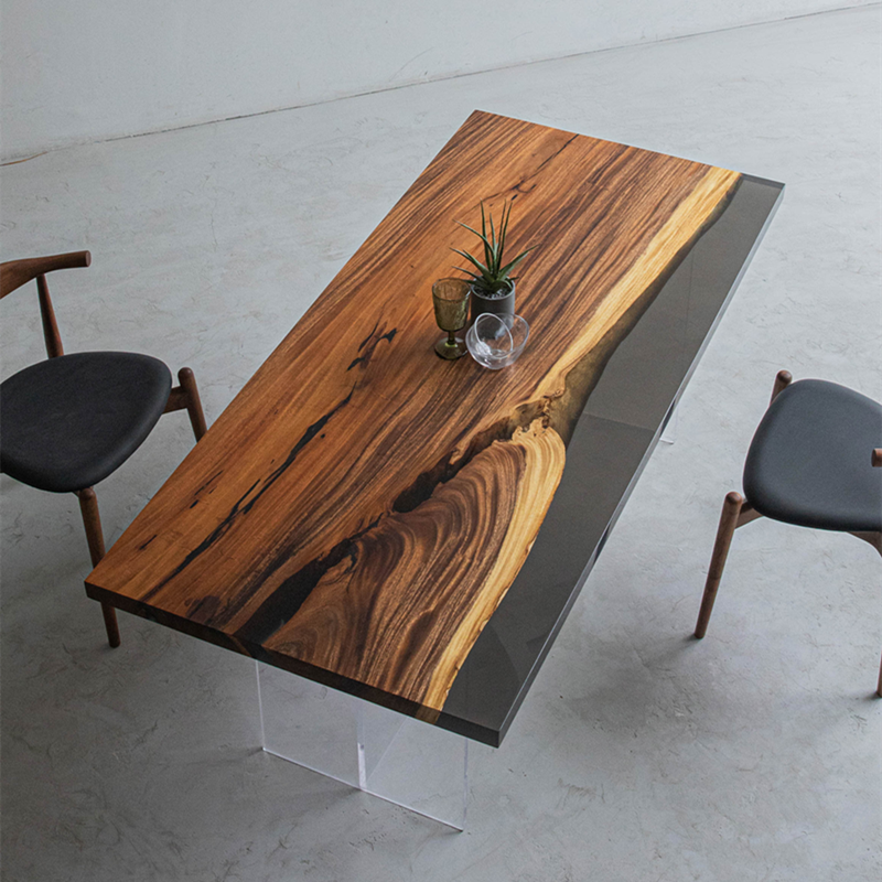 Bahua epoxy resin river ocean table poplar hedgehog red sandalwood solid wood log large board tea table tea table class table