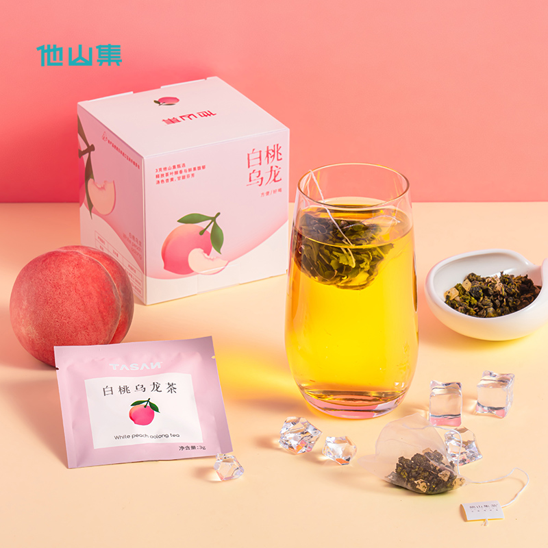 Heshan Ji White Peach Oolong Summer Cold Brew Tea Bags, Peach Fragrant Fruits, Raw Flowers, Herbs, Flowers and Fruits Combination Tea Oolong Tea