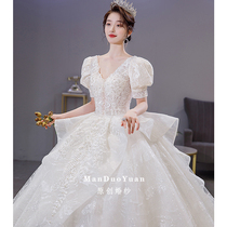 French fugitive princess wedding dress 2022 bride temperament heavy work retro towed high sense summer