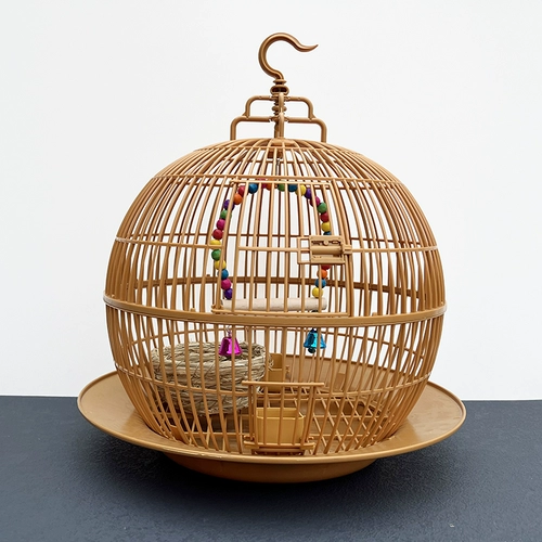 Баллическая складная клетчатая клетка для птичьей клетки Клетка Круглая ремня Шасси Тигр Кожа и Круглая клетка Phoonix Peony