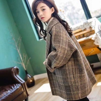 2021 Spring and autumn season new foreign plaid children, what about the long version of Mao in the big girl suit jacket tide