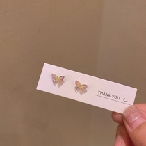 Pure Silver Super Fairy solid butterfly knot ear nail suit combination small minimalist design mesh red anti-allergy earrings