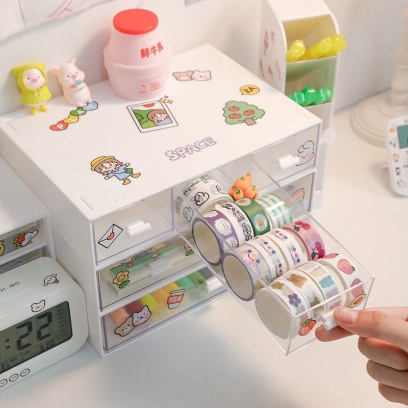 ins teen girl heart containing box table top drawer cute student dormitory rack hand ledger adhesive tape stationery storage