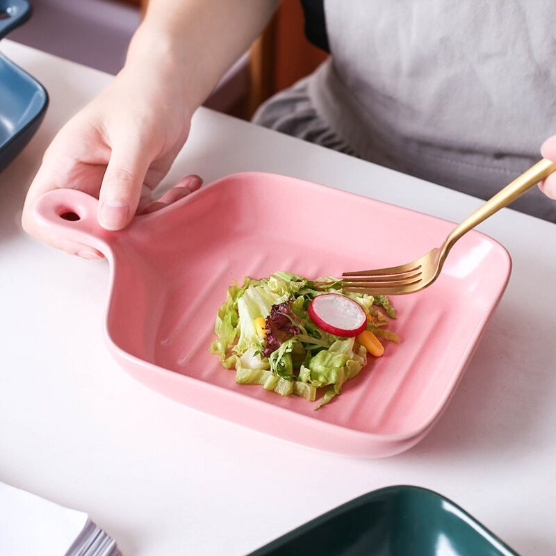Baking tray Nordic wind cutlery ceramic tray microwave oven with creative plate Home baking cheese Baking Rice Oven Special