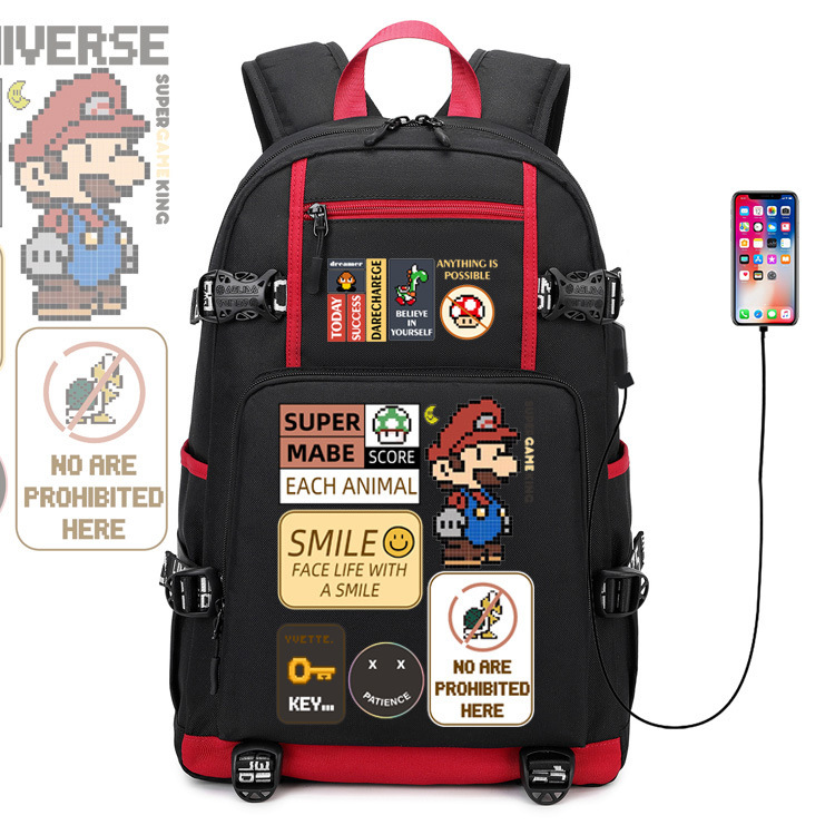 Mario School Bag for Boys and Girls, Junior High School and Primary School Students, Large-Capacity Backpack, Men's Trendy Brand Game Peripheral New Backpack Mario School Bag for Boys and Girls, Junior High School and Primary School Students, Large-Capacity Backpack, Men's Trendy Brand Game Peripheral New Backpack