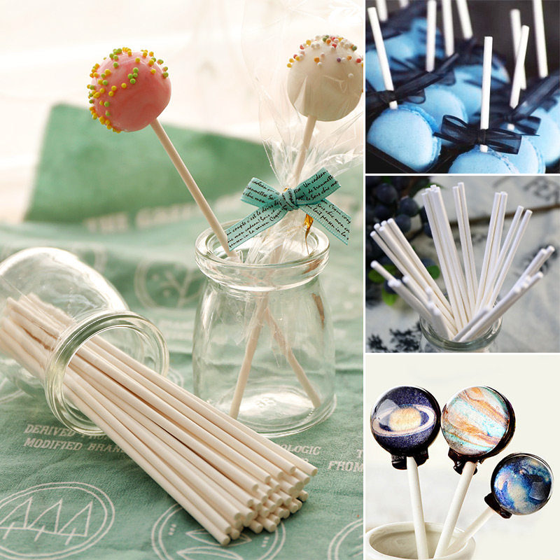 White accessory pole cake sign paper stick 15cm*4 0mm 100 lollipop paper pole cake paper stick
