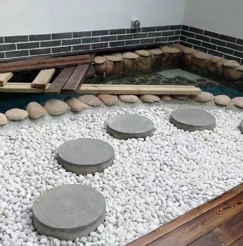 White cobblestone paving stone yellow rain flower stone courtyard paving home black goose soft warm stone