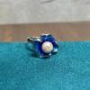 Retro burnt blue lotus leaf shell beads, elegant and simple, niche temperament ring for women, versatile ethnic style and national trend cross-border supply
