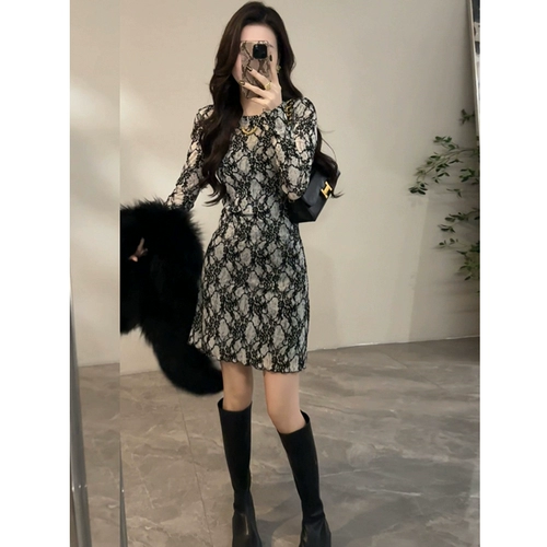 Сексуальное кружевное приталенное платье, базовая юбка, увеличенная толщина, яркий броский стиль