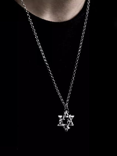 2025年新款《六芒星》项链男款纯银复古毛衣链高级感吊坠生日礼物