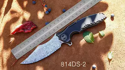 WE KNIFE outdoor high hardness left and right hand version Damascus titanium handle portable EDC pocket folding KNIFE we814