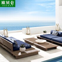 High-end Outdoor Solid Wood Making Old Sofa Designer Outdoor Waterproof Sunscreen Furniture Villa Patio Teak Sofa Chair