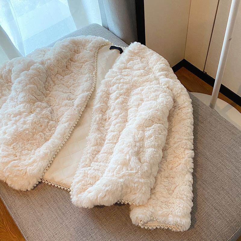 Fur coat female winter short - imitation rabbit hair 2021 new thicker young lamb hairy coat