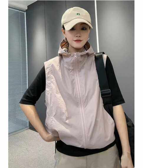 Hooded Sleeveless Breathable Jacket Vest Jacket Women's 2024 Spring and Summer New Sun Protection Clothing Versatile Casual Top Cardigan