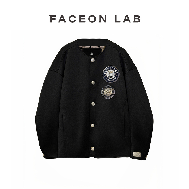 Faceonlab King's Knight Jacket Designer Style American Street Loose Round Neck Cool Celebrity Jacket