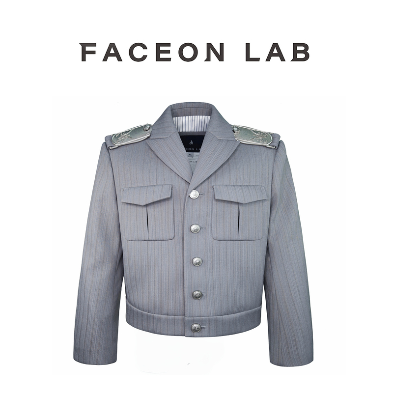Faceonlab Eisenhower Jacket with Lapel, Heavy-Duty Striped Long-Sleeve Suit Jacket with Metal Shoulder Epaulettes Faceonlab Eisenhower Jacket with Lapel, Heavy-Duty Striped Long-Sleeve Suit Jacket with Metal Shoulder Epaulettes